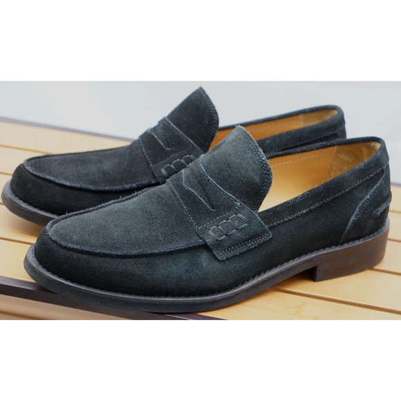 Brooks Brothers Mens Black Suede Penny Loafers 8.5 Italy Made - Picture 1 of 10